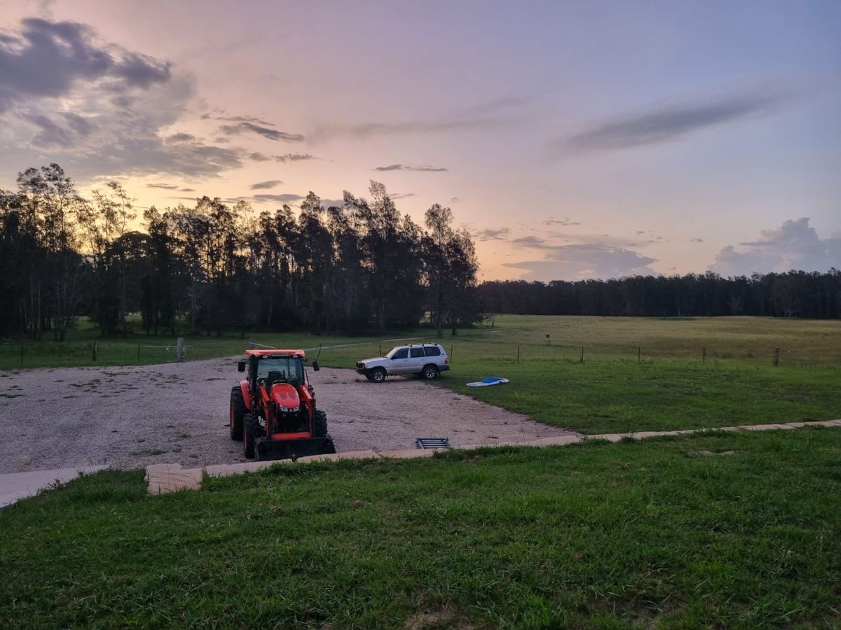 Sunset over the farm yard