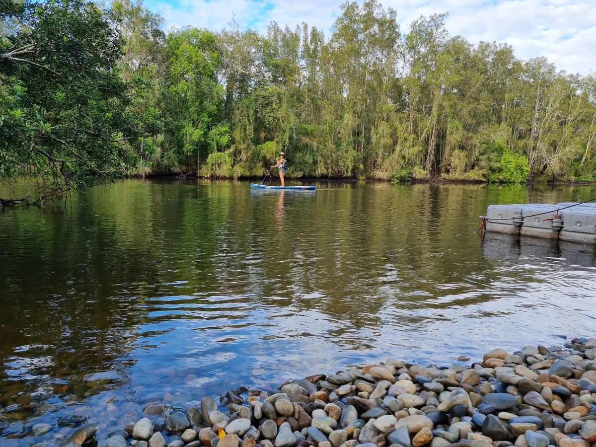 Paddleboarding on the river